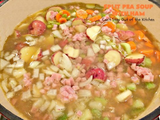Split Pea Soup with Ham | Can't Stay Out of the Kitchen | I LOVE this #soup. It's always been one of our favorites. It's so flavorful & delicious. #ham #splitpeas #glutenfree