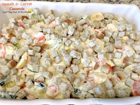 Squash and Carrot Casserole | Can't Stay Out of the Kitchen | this fantastic #squash #casserole is great for the #holidays & always a family favorite. So easy to assemble, too. #carrots #PepperidgeFarmstuffing