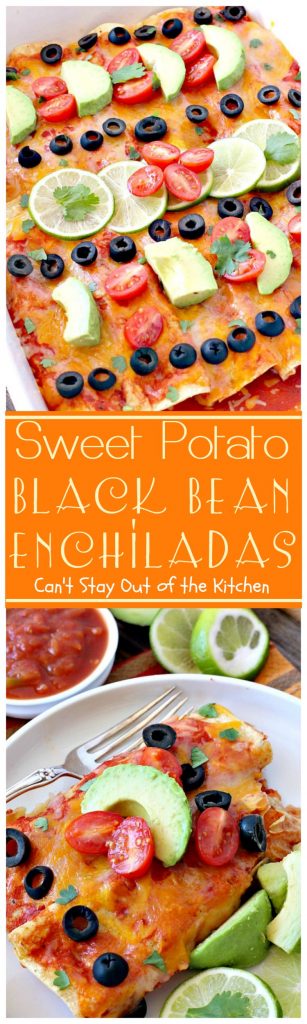 Sweet Potato Black Bean Enchiladas | Can't Stay Out of the Kitchen | these #enchiladas are absolutely awesome. Great #TexMex #MeatlessMonday recipe. #glutenfree #blackbeans #sweetpotatoes