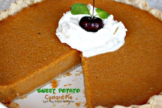 Sweet Potato Custard Pie | Can't Stay Out of the Kitchen | this heavenly #sweetpotato #pie is divine! No kidding. This one includes almond extract and #marshmallowcreme. Great for the #holidays. #dessert