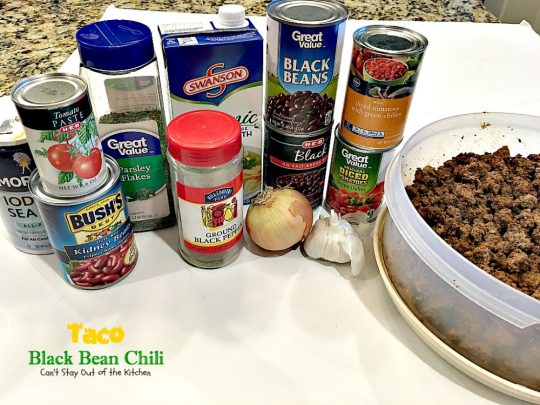 Taco Black Bean Chili | Can't Stay Out of the Kitchen | awesome #chili with a spicy #taco taste & #blackbeans. #glutenfree