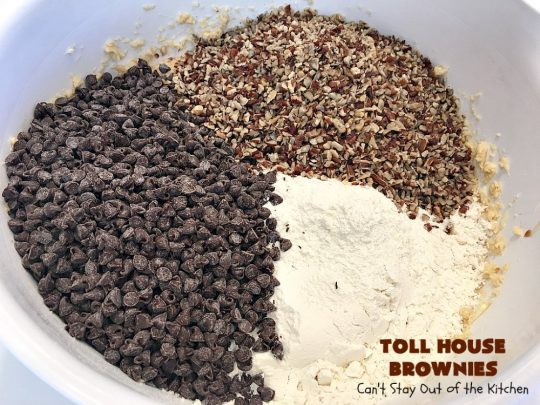 Toll House Brownies | Can't Stay Out of the Kitchen | this scrumptious #dessert takes the best of #TollHouse #cookies & puts them in #brownie form. Then a #chocolate icing is drizzled over top. Absolutely mouthwatering. #tailgating
