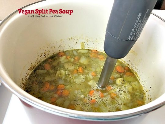 Vegan Split Pea Soup | Can't Stay Out of the Kitchen | this amazing #soup is terrific. It's chocked full of veggies along with being healthy, low calorie, #glutenfree & #vegan. We love it. #splitpeas