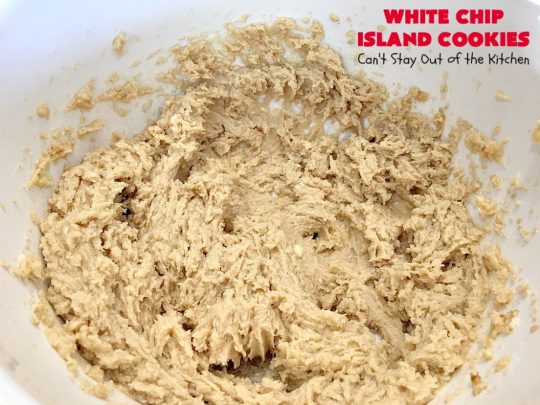 White Chip Island Cookies | Can't Stay Out of the Kitchen | these favorite #cookies always get rave reviews whenever we make them. Terrific for #holiday baking & #Christmas cookie exchanges. #dessert