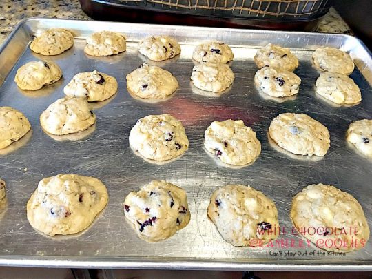 White Chocolate Cranberry Cookies | Can't Stay Out of the Kitchen | this fabulous #dessert is one of our favorite #holiday #cookies. #whitechocolatechips and #craisins make this #oatmealcookie spectacular. #chocolate