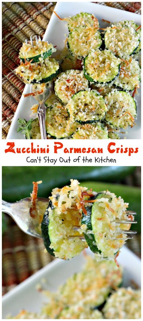 Zucchini Parmesan Crisps | Can't Stay Out of the Kitchen | this amazing #zucchini side dish is quick, easy and delicious. Everyone loves it. #parmesancheese