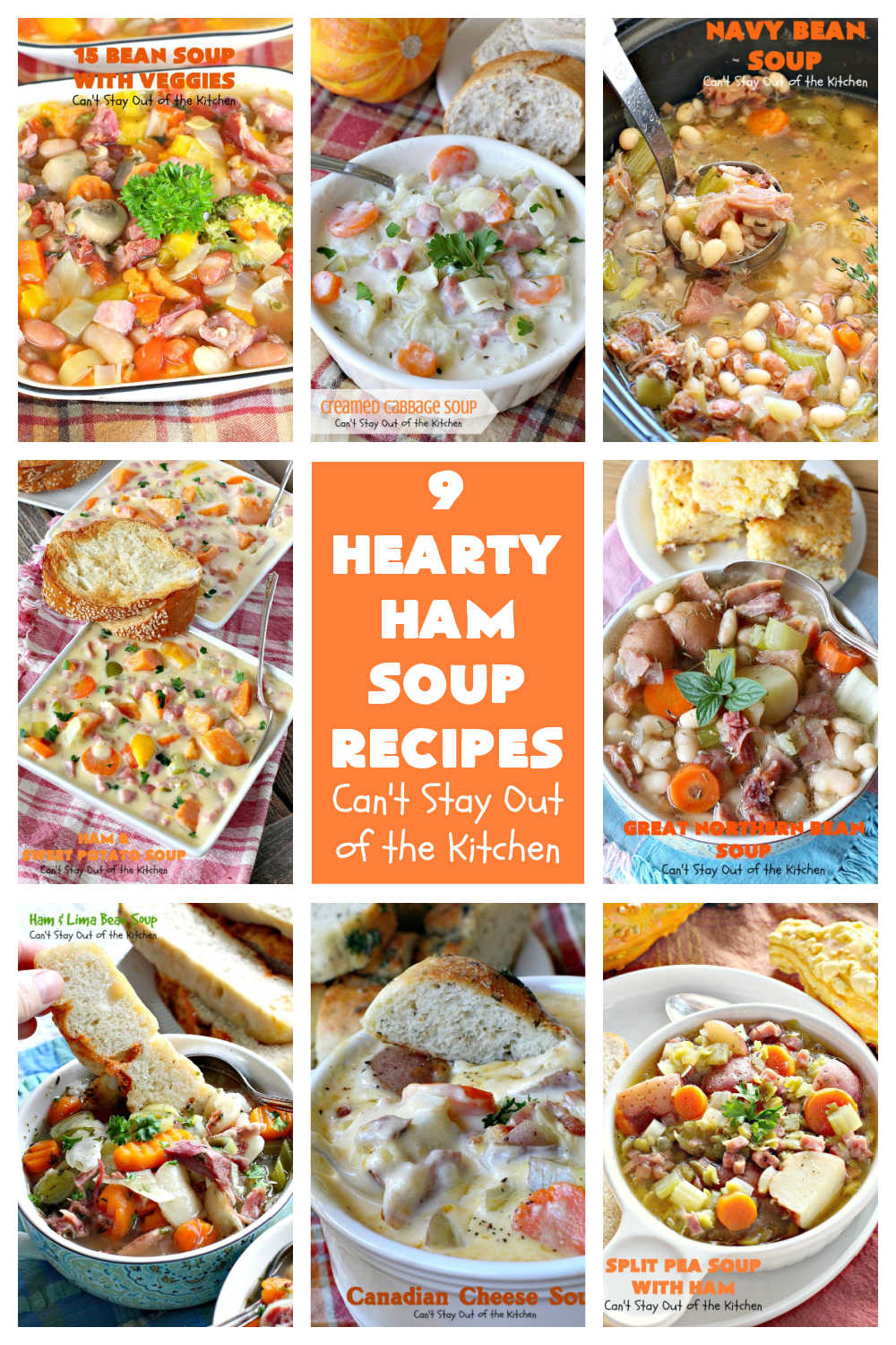 9 Hearty Ham Soup Recipes | Can't Stay Out of the Kitchen | 9 delicious ways to use up leftover #ham from #Easter or other special occasions. These #soup #recipes are hearty, filling & satisfying. Perfect comfort food for winter months. #chowder #HamSoup #HamSoupRecipes #9HeartyHamSoupRecipes