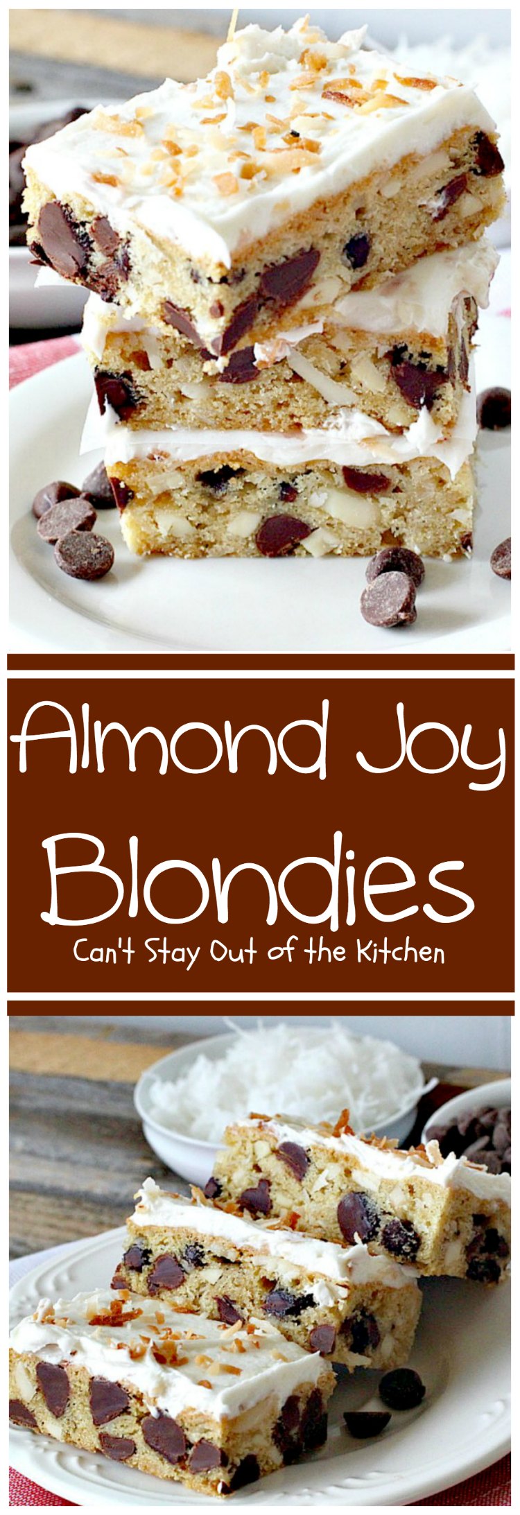 Almond Joy Blondies | Can't Stay Out of the Kitchen
