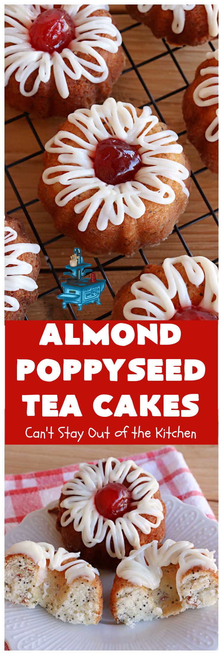 Almond Poppyseed Tea Cakes | Can't Stay Out of the Kitchen | these amazing #TeaCakes are irresistible & mouthwatering. They include both #almond flavoring & #almonds along with #poppyseeds to give flavor & texture to the #cake. These are fantastic for #holiday or #Christmas parties, but delightful enough to make all year long. Prepare to drool over every bite! #dessert #HolidayDessert #AlmondPoppyseedTeaCakes