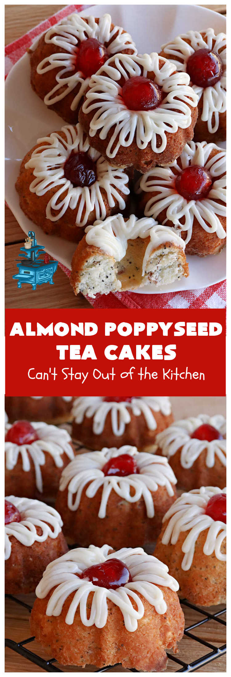 Almond Poppyseed Tea Cakes | Can't Stay Out of the Kitchen | these amazing #TeaCakes are irresistible & mouthwatering. They include both #almond flavoring & #almonds along with #poppyseeds to give flavor & texture to the #cake. These are fantastic for #holiday or #Christmas parties, but delightful enough to make all year long. Prepare to drool over every bite! #dessert #HolidayDessert #AlmondPoppyseedTeaCakes