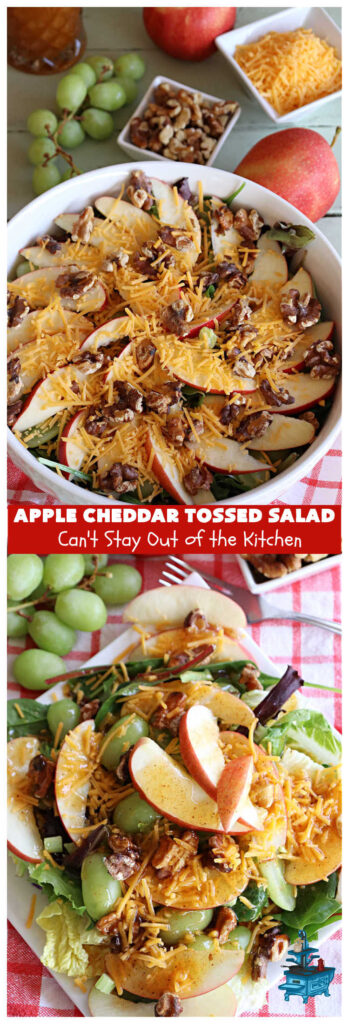 Apple Cheddar Tossed Salad | Can't Stay Out of the Kitchen