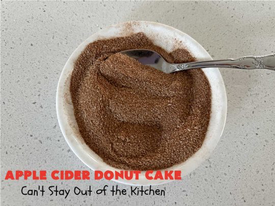 Apple Cider Donut Cake | Can't Stay Out of the Kitchen | You'll rave over every delectable bite of this amazing #AppleCake. #Applesauce & #AppleCider provide wonderful flavor, & the #cinnamon-sugar topping makes it taste like eating #AppleDonuts! Great for #breakfast or #dessert. #apples #donuts #EasyCakeMixRecipe #AppleDessert #AppleCiderDonutCake