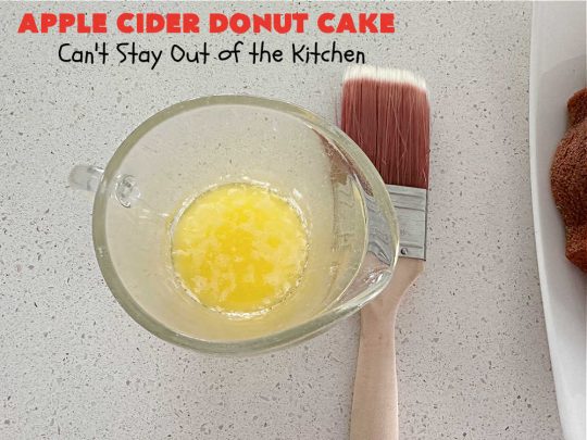 Apple Cider Donut Cake | Can't Stay Out of the Kitchen | You'll rave over every delectable bite of this amazing #AppleCake. #Applesauce & #AppleCider provide wonderful flavor, & the #cinnamon-sugar topping makes it taste like eating #AppleDonuts! Great for #breakfast or #dessert. #apples #donuts #EasyCakeMixRecipe #AppleDessert #AppleCiderDonutCake
