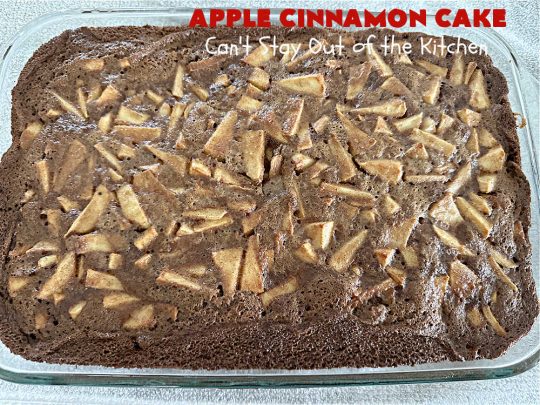 Apple Cinnamon Cake | Can't Stay Out of the Kitchen | This lovely #AppleCake includes loads of fresh #HoneyCrisp #apples along with #cinnamon & a wonderful #CreamCheese #icing. The #cake is moist & so flavorful. It's a fantastic #dessert for family or company dinners. #FallBaking #HolidayDessert #AppleCinnamonCake