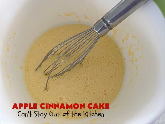 Apple Cinnamon Cake | Can't Stay Out of the Kitchen | This lovely #AppleCake includes loads of fresh #HoneyCrisp #apples along with #cinnamon & a wonderful #CreamCheese #icing. The #cake is moist & so flavorful. It's a fantastic #dessert for family or company dinners. #FallBaking #HolidayDessert #AppleCinnamonCake