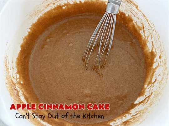 Apple Cinnamon Cake | Can't Stay Out of the Kitchen | This lovely #AppleCake includes loads of fresh #HoneyCrisp #apples along with #cinnamon & a wonderful #CreamCheese #icing. The #cake is moist & so flavorful. It's a fantastic #dessert for family or company dinners. #FallBaking #HolidayDessert #AppleCinnamonCake