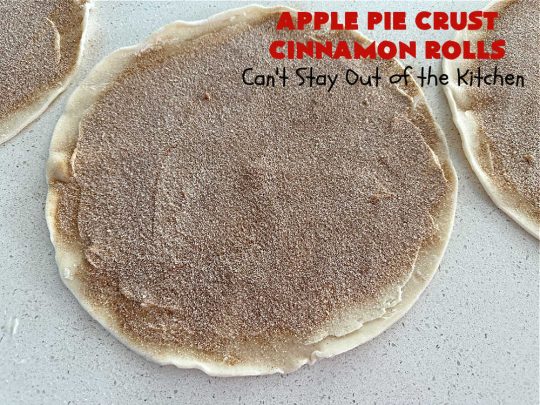 Apple Pie Crust Cinnamon Rolls | Can't Stay Out of the Kitchen | these fantastic #CinnamonRolls are made with #PieCrust & use only 5 ingredients! So easy & delicious. Terrific #brunch or #breakfast treat, but also great for #tailgating parties & potlucks as a #dessert. #AppleJelly #cinnamon #PieCrustCinnamonRolls #apples #5IngredientRecipe #ApplePieCrustCinnamonRolls