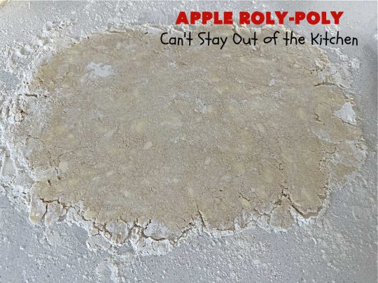 Apply Roly-Poly | Can't Stay Out of the Kitchen | #AppleRolyPoly is one of the best #desserts you'll ever sink your teeth into. This #cobbler-type #dessert rolls up like #PieCrust & is sliced into #pinwheels. It has a #cinnamon #syrup poured over top before #baking. The result has a #cake-like texture & is beyond spectacular. Excellent served with #IceCream. #apples #AppleDessert #AppleCobbler