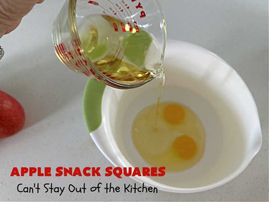 Apple Snack Squares | Can't Stay Out of the Kitchen | these ooey-gooey #cookies are filled with #apples, #walnuts & #ButterscotchChips. Every irresistible bite is a delight to the taste buds. Excellent #dessert for #tailgating parties, #potlucks, #BackyardBarbecues or #FallBaking. #AppleDessert #ButterscotchDessert #brownies #blondies #AppleSnackSquares