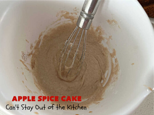 Apple Spice Cake | Can't Stay Out of the Kitchen | this easy #SpiceCake #recipe can be whipped up so easily since it uses only a handful of ingredients in the #cake as well as the #icing. Plus, you don't have to peel #apples! Perfect for #potlucks #FallBaking #holiday or company dinners or anytime you want a sweet treat. #cinnamon #applesauce #AppleDessert #AppleSpiceCake