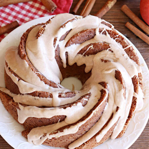 Apple Spice Cake | Can't Stay Out of the Kitchen | this easy #SpiceCake #recipe can be whipped up so easily since it uses only a handful of ingredients in the #cake as well as the #icing. Plus, you don't have to peel #apples! Perfect for #potlucks #FallBaking #holiday or company dinners or anytime you want a sweet treat. #cinnamon #applesauce #AppleDessert #AppleSpiceCake
