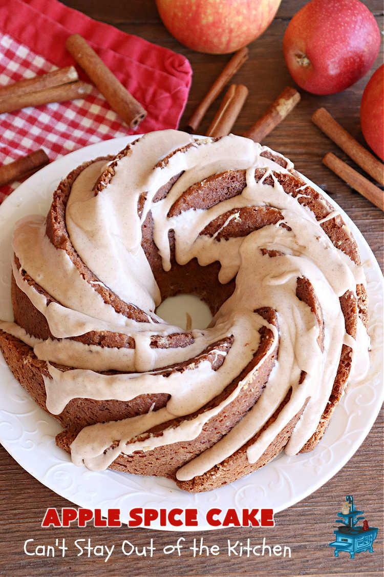 Apple Spice Cake | Can't Stay Out of the Kitchen | this easy #SpiceCake #recipe can be whipped up so easily since it uses only a handful of ingredients in the #cake as well as the #icing. Plus, you don't have to peel #apples! Perfect for #potlucks #FallBaking #holiday or company dinners or anytime you want a sweet treat. #cinnamon #applesauce #AppleDessert #AppleSpiceCake