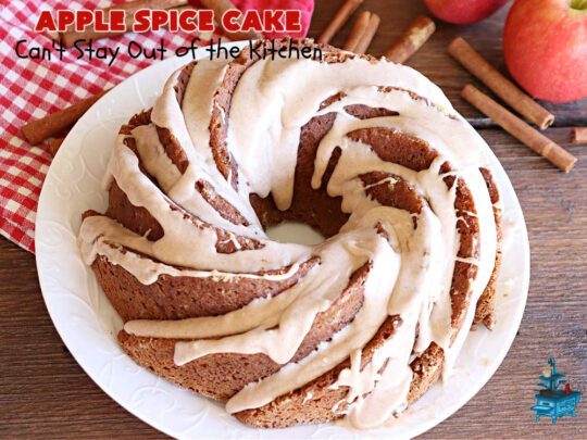 Apple Spice Cake | Can't Stay Out of the Kitchen | this easy #SpiceCake #recipe can be whipped up so easily since it uses only a handful of ingredients in the #cake as well as the #icing. Plus, you don't have to peel #apples! Perfect for #potlucks #FallBaking #holiday or company dinners or anytime you want a sweet treat. #cinnamon #applesauce #AppleDessert #AppleSpiceCake