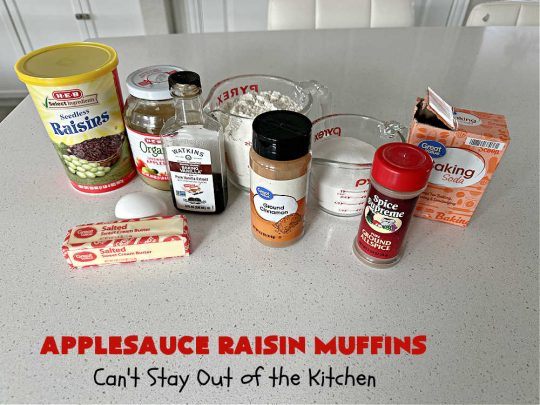 Applesauce Raisin Muffins | Can't Stay Out of the Kitchen | these lovely #muffins are filled with #applesauce, #raisins, #cinnamon & #allspice to give them flavor. Every bite is heavenly. Great for a weekend, company or #holiday #breakfast or #brunch. #apples #ApplesauceRaisinMuffins