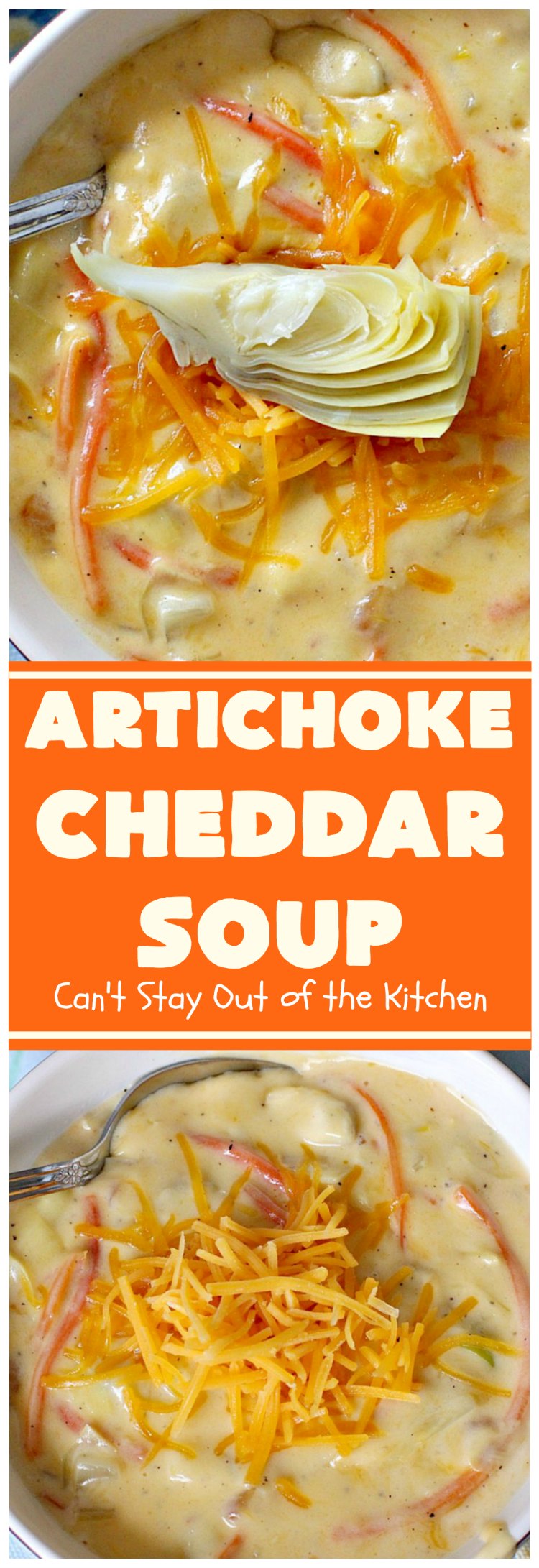 Artichoke Cheddar Soup | Can't Stay Out of the Kitchen