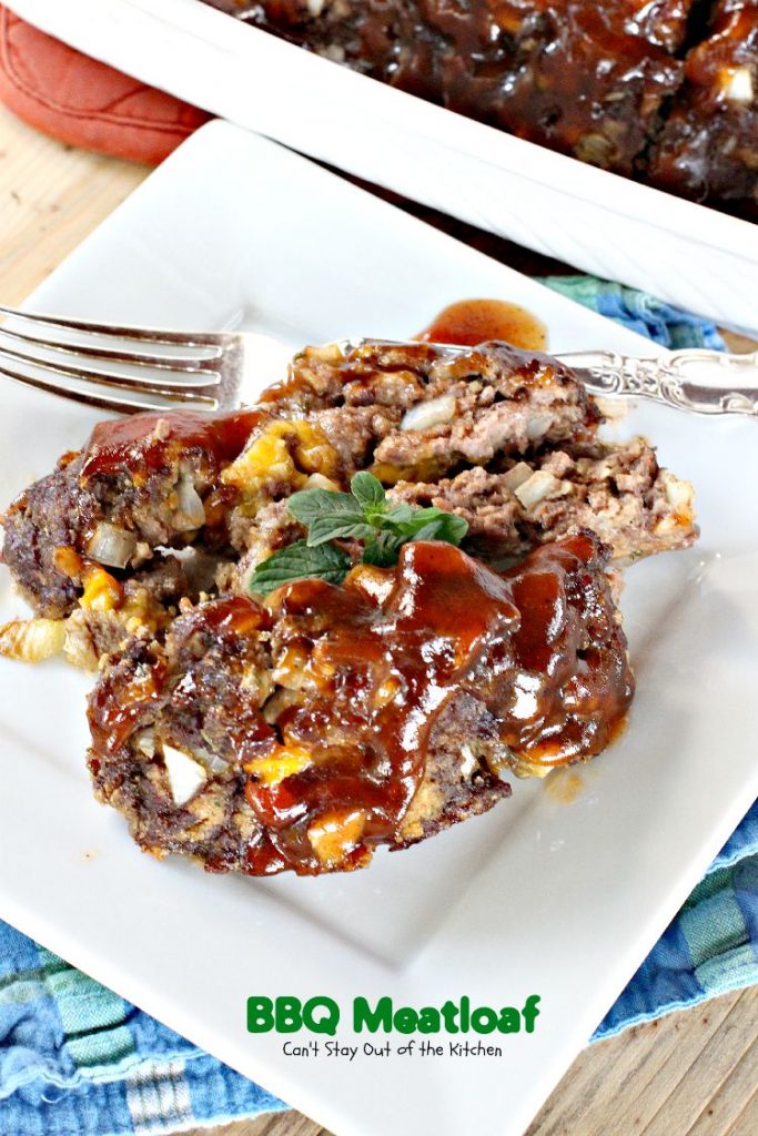 BBQ Meatloaf | Can't Stay Out of the Kitchen | this sensational #meatloaf is filled with #cheese and topped with your favorite #BBQ sauce for scrumptious, unbeatable flavor. #beef