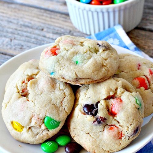 BEST M&M Cookies | Can't Stay Out of the Kitchen | These fabulous #cookies are divine! They start with #copycat #MrsFields #chocolate chip cookies but substitute #M&Ms. They are so heavenly. #dessert