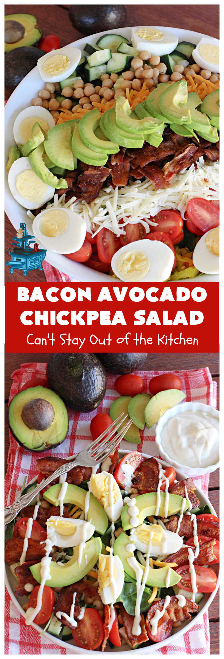 Bacon Avocado Chickpea Salad | Can't Stay Out of the Kitchen