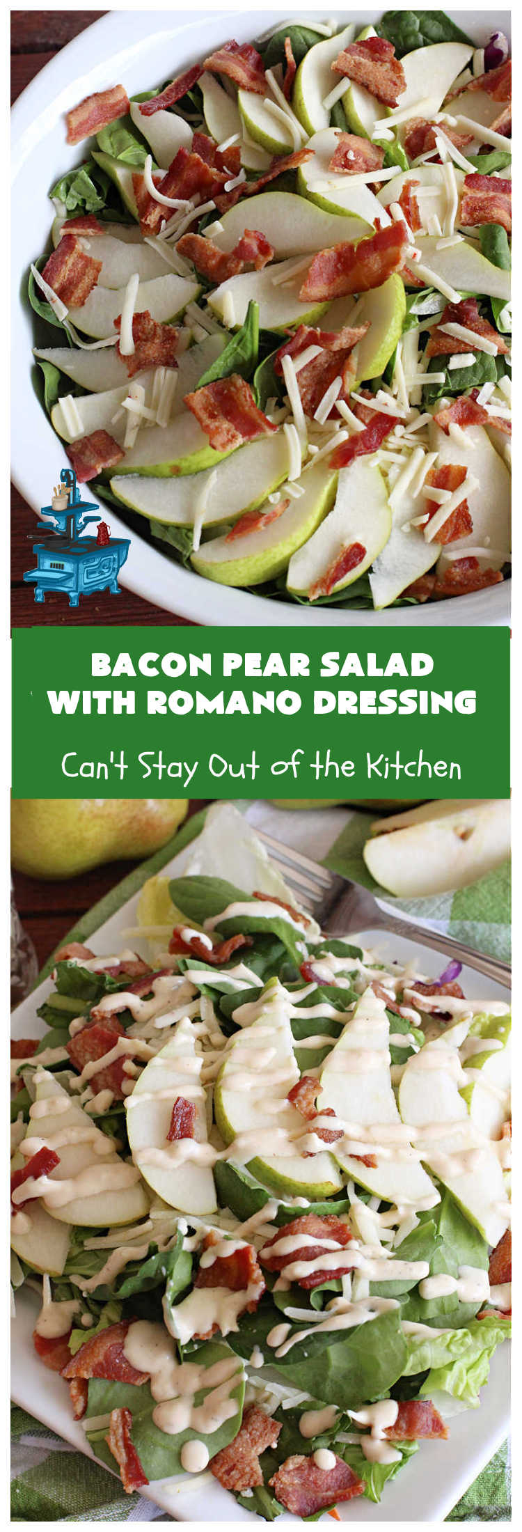 Bacon Pear Salad with Romano Dressing | Can't Stay Out of the KitchenBacon Pear Salad with Romano Dressing | Can't Stay Out of the Kitchen
