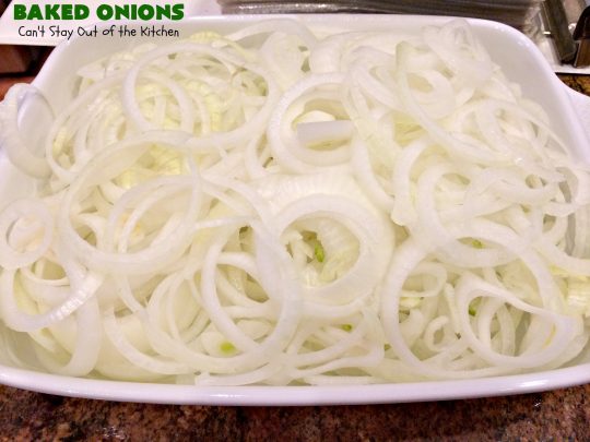 Baked Onions | Can't Stay Out of the Kitchen | this outrageous #SideDish is absolutely mouthwatering. It's terrific for #holidays like #Thanksgiving, #Christmas or #Easter when you're having a houseful of company. #Onions are smothered in #CheddarCheese, #PotatoChips & #CreamOfMushroomSoup. Best comfort food ever! #BakedOnions #vegetable #HolidaySideDish #HolidayCasserole #VidaliaOnions