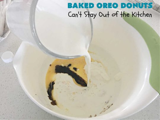 Baked Oreo Donuts | Can't Stay Out of the Kitchen | these fantastic homemade #donuts are absolutely irresistible. They're filled with #OreoCookies & #chocolate extract. The donuts are glazed with a #CreamCheese icing plus more #OreoCookieCrumbs. Perfect for a #holiday #breakfast or #brunch like #Thanksgiving, #Christmas or #NewYearsDay. #HolidayBreakfast #BakedOreoDonuts