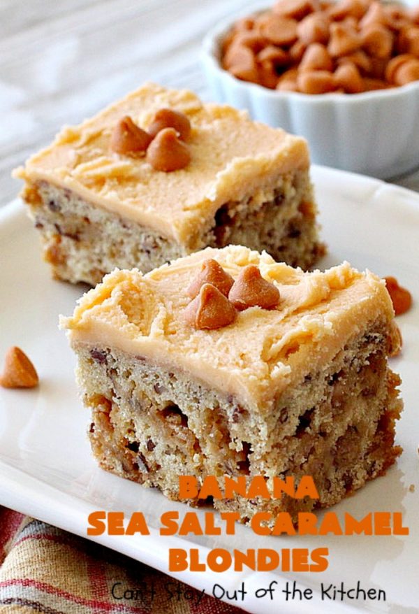 Banana Sea Salt Caramel Blondies Can't Stay Out of the Kitchen