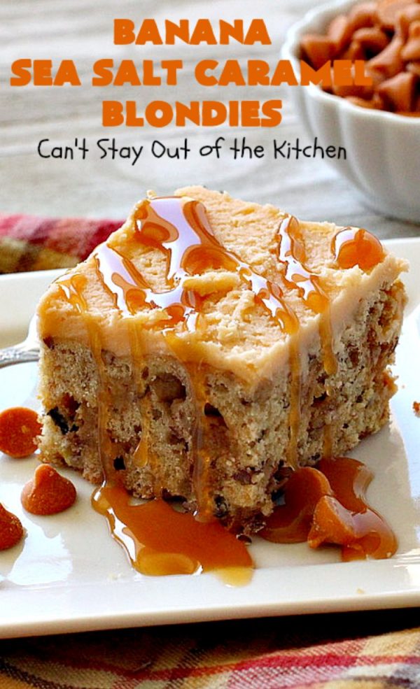 Banana Sea Salt Caramel Blondies Can't Stay Out of the Kitchen