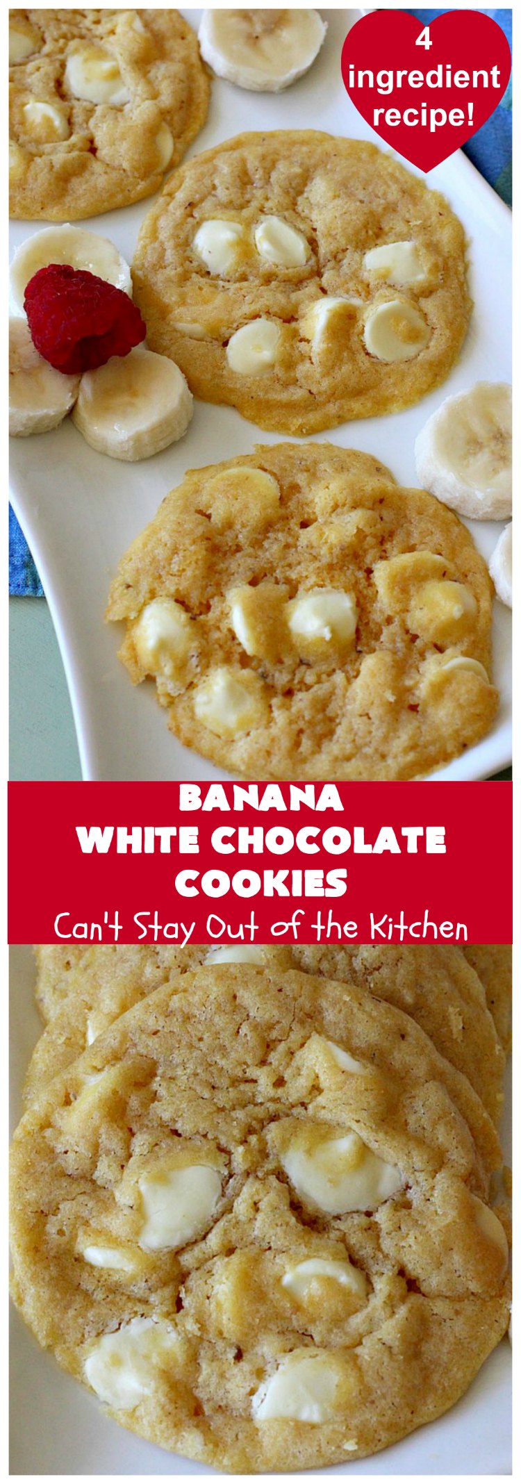 Banana White Chocolate Cookies | Can't Stay Out of the Kitchen