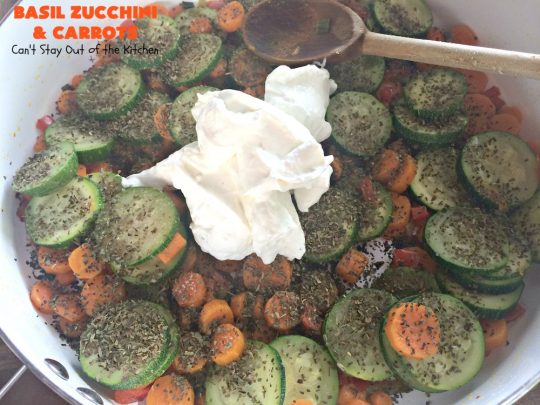 Basil Zucchini and Carrots | Can't Stay Out of the Kitchen | this quick & easy #recipe is terrific for weeknight suppers, or #holiday or company dinners. It tastes wonderful & only uses a handful of ingredients! #Zucchini #carrots #glutenFree #HolidaySideDish #BasilZucchiniAndCarrots