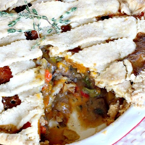 Beef and Butternut Squash Potpie | Can't Stay Out of the Kitchen | these #potpies are amazing. #Steak, apples & #butternutsquash are added to lots of veggies and seasoned with just a hint of cinnamon, nutmegs & cloves. Our company loved these #beef potpies.
