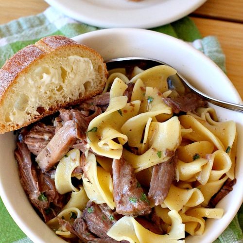 Beef and Noodles | Can't Stay Out of the Kitchen | this fantastic #GooseberryPatch #recipe is comfort food for the soul! It's savory, scrumptious & so welcome on cold, winter nights when you want something to warm you up. Easy, delicious & kid-friendly. #beef #SlowCooker #Noodles #Pasta #BeefEntree #BeefAndNoodles