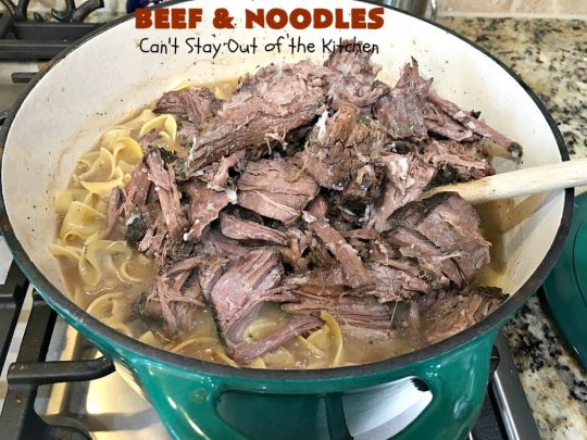 Beef and Noodles | Can't Stay Out of the Kitchen | this fantastic #GooseberryPatch #recipe is comfort food for the soul! It's savory, scrumptious & so welcome on cold, winter nights when you want something to warm you up. Easy, delicious & kid-friendly. #beef #SlowCooker #Noodles #Pasta #BeefEntree #BeefAndNoodles