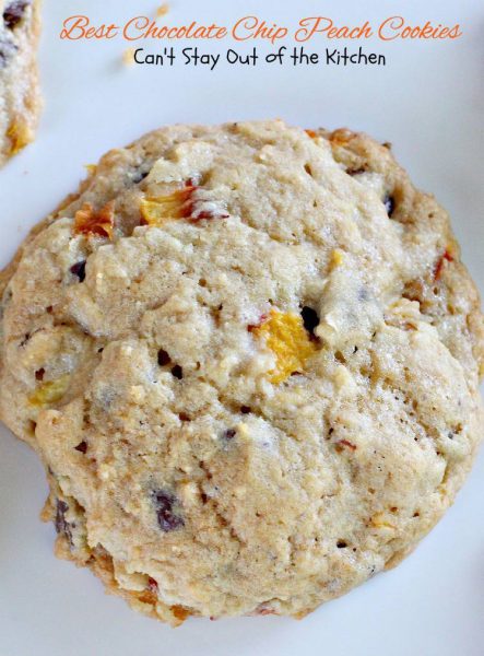 Best Chocolate Chip Peach Cookies | Can't Stay Out of the Kitchen | these #cookies are heavenly! I bet you didn't realize that #chocolate and #peaches work really well together. Well they do! Yum. #dessert