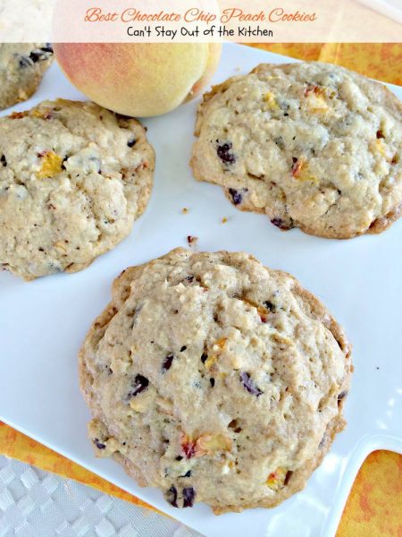 Best Chocolate Chip Peach Cookies | Can't Stay Out of the Kitchen | these #cookies are heavenly! I bet you didn't realize that #chocolate and #peaches work really well together. Well they do! Yum. #dessert