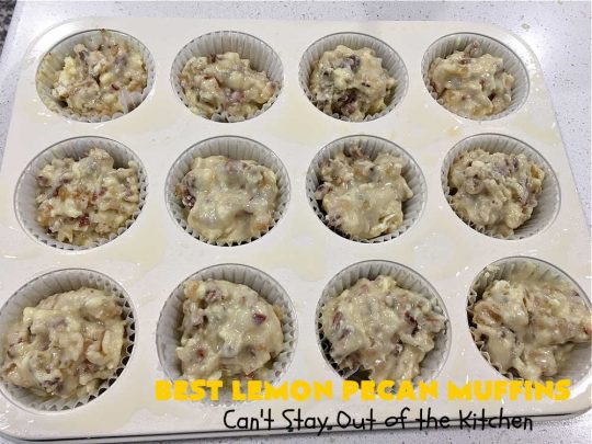 Best Lemon Pecan Muffins | Can't Stay Out of the Kitchen | these scrumptious #muffins are made with #pecans & #CandiedLemonPeel. Then they're iced with a #lemon icing to top them off. Perfect for a #holiday #breakfast like #Thanksgiving, #Christmas or #NewYearsDay. #HolidayBreakfast #ParadiseFruitCompany #ParadiseCandiedFruit #LemonPecanMuffins #LemonMuffins #BestLemonPecanMuffins