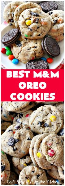Best M&M Oreo Cookies | Can't Stay Out of the Kitchen | these #cookies will have you drooling after the first bite! #Oreos & #M&Ms taste so superb in this fantastic #chocolate #dessert. Terrific for #holiday baking. #tailgating