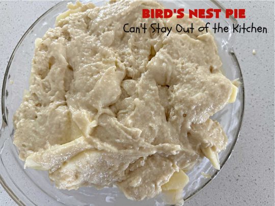 Bird's Nest Pie | Can't Stay Out of the Kitchen | Don't be thrown off by the name of this scrumptious #dessert. Rather than #pie, this #AppleDessert is more like an AppleUpsideDownCake. It uses only 7 ingredients & the perfect #dessert for young children to make. They'll enjoy the name as well as the taste of this tempting #apple #dessert. #cake #UpsideDownCake #BirdsNestPie