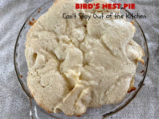 Bird's Nest Pie | Can't Stay Out of the Kitchen | Don't be thrown off by the name of this scrumptious #dessert. Rather than #pie, this #AppleDessert is more like an AppleUpsideDownCake. It uses only 7 ingredients & the perfect #dessert for young children to make. They'll enjoy the name as well as the taste of this tempting #apple #dessert. #cake #UpsideDownCake #BirdsNestPie