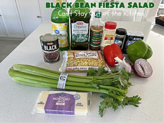 Black Bean Fiesta Salad | Can't Stay Out of the Kitchen | this quick & easy #MarinatedSalad is perfect for hot, #summer evenings when you don't want to heat your kitchen making a #SideDish. Also terrific for #potlucks, & #BackyardBarbecues. #GlutenFree #Corn #BlackBeans #salad #BlackBeanFiestaSalad