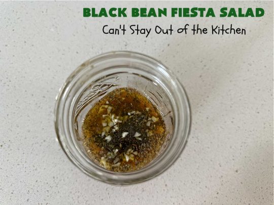 Black Bean Fiesta Salad | Can't Stay Out of the Kitchen | this quick & easy #MarinatedSalad is perfect for hot, #summer evenings when you don't want to heat your kitchen making a #SideDish. Also terrific for #potlucks, & #BackyardBarbecues. #GlutenFree #Corn #BlackBeans #salad #BlackBeanFiestaSalad